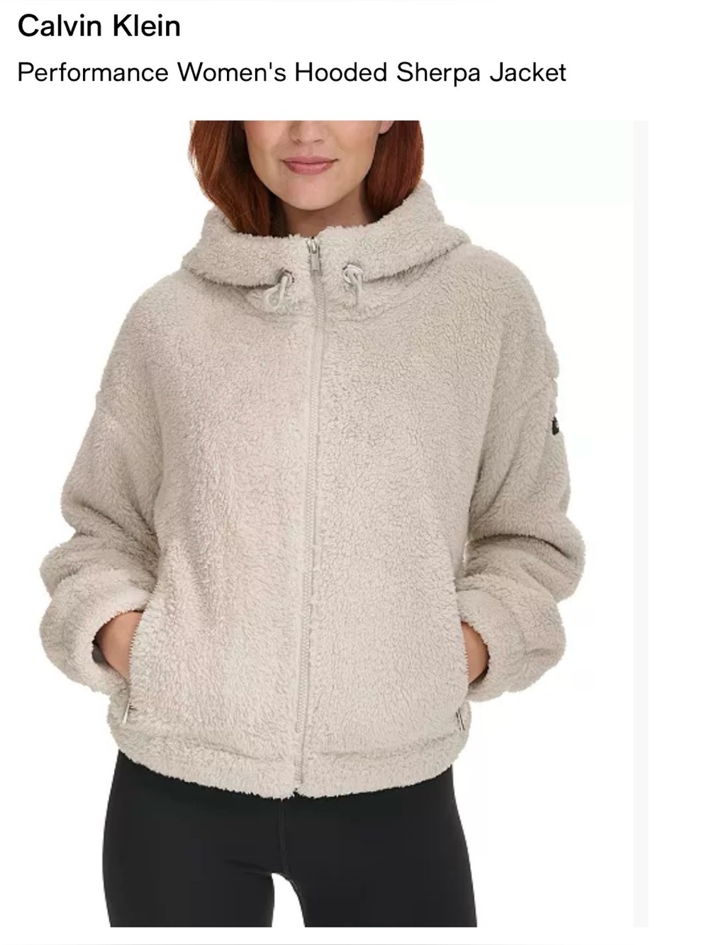 Calvin Klein white Sherpa Zip-Up Hooded Jacket